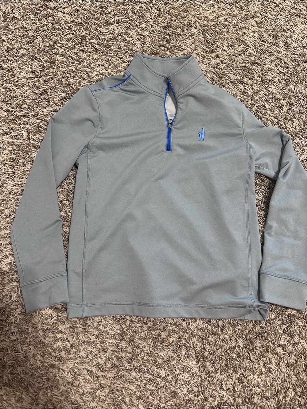 johnnie-O boys Light Gray and Blue Long-Sleeve Half-Zip Pullover